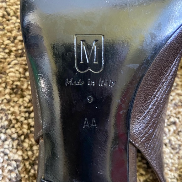 Vintage Bruno Magli Square Toe Slingback Heels Size 9 Brown/Black - Picture 8 of 9